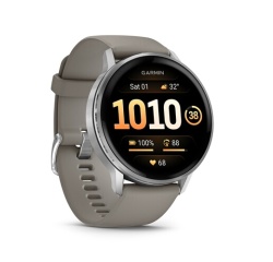 Montre connectée Garmin Venu 4 noir et silver - bracelet silicone gris - 45mm