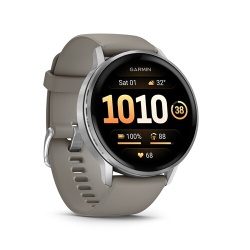 Montre connectée Garmin Venu 4 noir et silver - bracelet silicone gris - 45mm