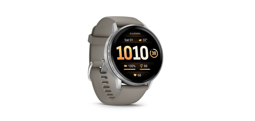 Montre connectée Garmin Venu 4 noir et silver - bracelet silicone gris - 45mm