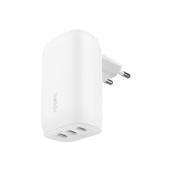 Chargeur pour téléphone mobile Belkin secteur 3 ports USB-C 67W, blanc.
