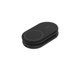 Chargeur pour téléphone mobile Belkin Socle de recharge 2-en-1 Qi2 aimanté et pliable, secteur inclus avec câble USB-C de 1,5m, 15W, noir.