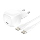 Chargeur pour téléphone mobile Belkin secteur USB-C 20W Power Delivery, avec câble d'un mètre USB-C vers USBC-C inclus, blanc.