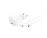 Chargeur pour téléphone mobile Belkin secteur USB-C 30W Power Delivery, avec câble d'un mètre USB-C vers lightning inclus, blanc.