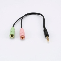 Câble et Connectique Diffusion Adaptateur Jack Mâle/2 Jack Femelles 3.5mm - Longueur 0.20M - Noir - en sachet