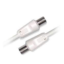 Accessoire TV vidéo Diffusion Câble Coaxial mâle /femelle 9,52 mm + 1 adaptateur mâle/mâle 5 m Blanc