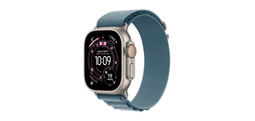 Apple watch Apple Watch Ultra 3 GPS + Cellular 49mm Boitier en Titane Naturel avec Boucle Alpine Bleu Clair - Small