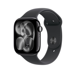Apple watch Apple Watch Series 11 GPS 46mm Boitier en Aluminium Noir de Jais  avec Bracelet Sport Noir - S/M