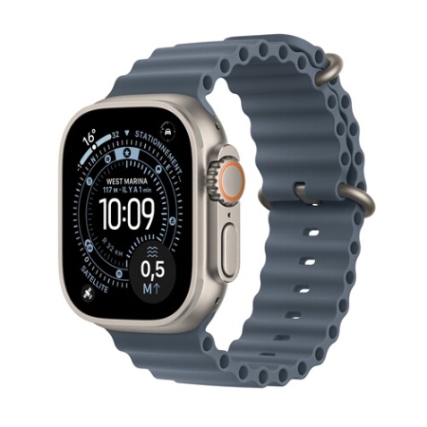 Apple watch Apple Watch Ultra 3 GPS + Cellular 49mm Boitier en Titane Naturel avec Anchor Blue Ocean Band