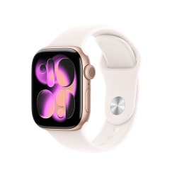 Apple watch Apple Watch Series 11 GPS 42mm Boitier en Aluminium Or Rose avec Bracelet Sport Rose Tendre - S/M