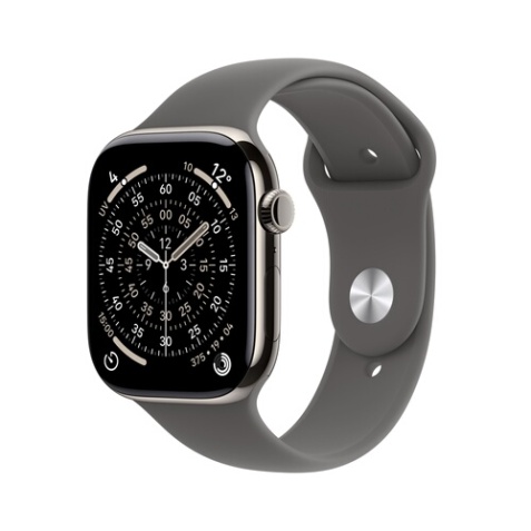 Apple watch Apple Watch Series 11 GPS + Cellular 46mm Boitier en Titane Naturel avec Bracelet Sport Gris Minéral - S/M
