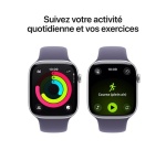 Apple watch Apple Watch Series 11 GPS + Cellular 46mm Boitier en Aluminium Argent avec Bracelet Sport Brume Violette - M/L