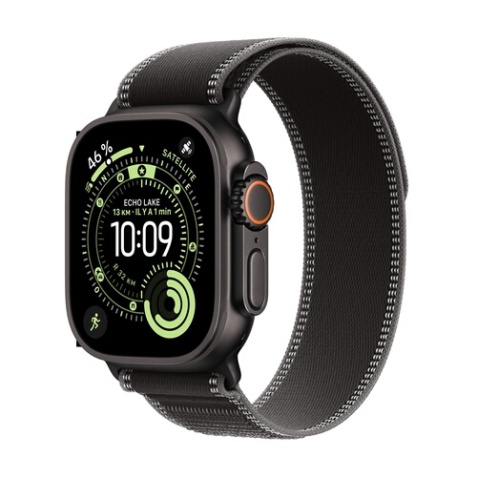 Apple watch Apple Watch Ultra 3 GPS + Cellular 49mm Boitier en Titane Noir avec Boucle Trail Noir/Charbon - S/M