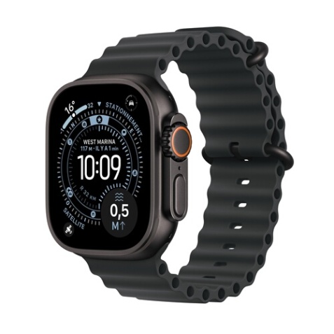 Apple watch Apple Watch Ultra 3 GPS + Cellular 49mm Boitier en Titane Noir avec Bracelet Océan Noir