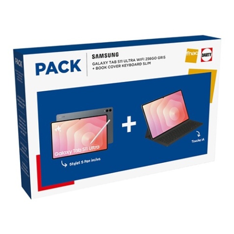 Tablette tactile Samsung Pack Galaxy Tab S11 Ultra 14,6" Wifi 256 Go Gris + Book Cover KeyBoard + Slim S Pen
