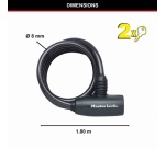 Câble antivol  à clé 1.8 m x 8 mm 2 clés noir