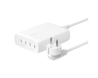 Chargeur et câble d'alimentation PC Belkin secteur GaN 4 ports USB-C 200W avec cordon d'alimentation de 1,5m, blanc.