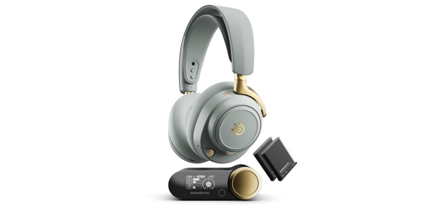 Casque PC Steelseries gaming sans fil Arctis Nova Elite Sage & Gold