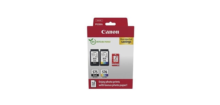 Cartouche d'encre Canon PACK PG575/CL576 PVP SEC      + PAP PHOTO 50fxGP501 10x15cm