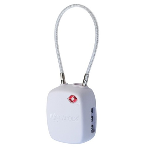Cadenas de voyage Boompods a code certifie TSA avec balise connectee integree (Apple Find My) Blanc