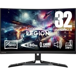 Ecran PC Lenovo Legion R32qc-30 31,5 Inch, QHD Gaming Monitor with Eyesafe (VA Panel, 180Hz, 0.5 MPRT, HDM 2.1 , DP, FreeSync, HDR10, Integrated Speakers) - Tilt/Lift/Swivel Stand