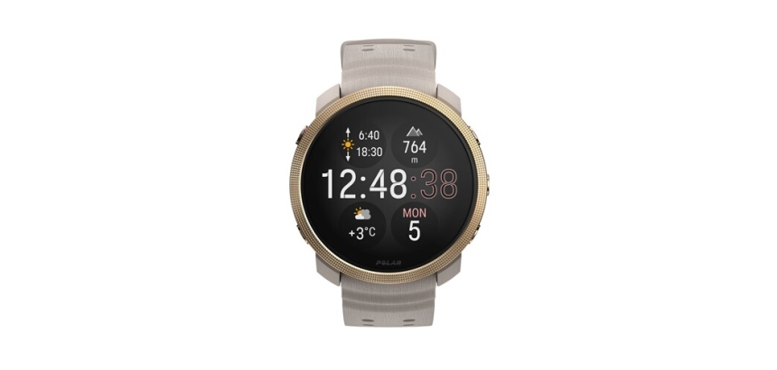 Montre connectée Polar Vantage M3 44 mm Bluetooth Doré avec bracelet silicone Beige