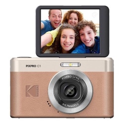Appareil photo compact Kodak numerique avec zoom numerique 4X, capteur CMOS 13MP,focale de 3.57mm, ecran orientable de 2.8 pouces (230k pixels), modes de prise de vue varies, flash LED integre et batterie li-ion.