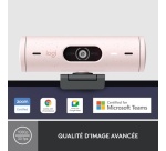 Webcam Logitech Brio 500 Webcam HD avec Deux Micros à Réduction de Bruit - Rose