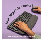 Clavier Logitech Wave Keys clavier ergonomique sans fil, repose-poignets rembourre, frappe naturelle et confortable, Easy-Switch, Bluetooth, recepteur Logi Bolt, multi-SE, Windows/Mac