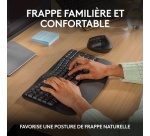 Clavier Logitech Wave Keys clavier ergonomique sans fil, repose-poignets rembourre, frappe naturelle et confortable, Easy-Switch, Bluetooth, recepteur Logi Bolt, multi-SE, Windows/Mac