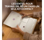 Clavier Logitech Casa Pop-Up Desk Blanc, support, clavier sans fil, pavé tactile