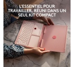 Clavier Logitech Casa Pop-Up Desk Rose, support, clavier sans fil, pavé tactile