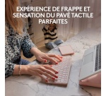 Clavier Logitech Casa Pop-Up Desk Rose, support, clavier sans fil, pavé tactile