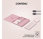 Clavier Logitech Casa Pop-Up Desk Rose, support, clavier sans fil, pavé tactile