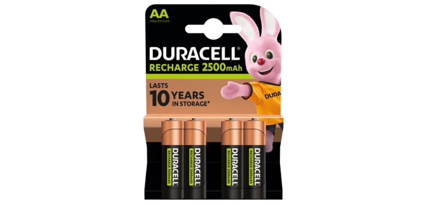 Pile rechargeable Duracell Duracell Rechargeable, lot de 4 piles rechargeables AA 2500mAh
