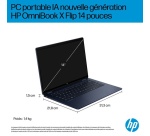 PC Hybride / PC 2 en 1 Hp OmniBook X Flip Next Gen AI 14-fm0007nf 14" Ecran tactile OLED Copilot+PC Intel Core Ultra 7 32 Go RAM 1 To SSD Bleu atmosphérique