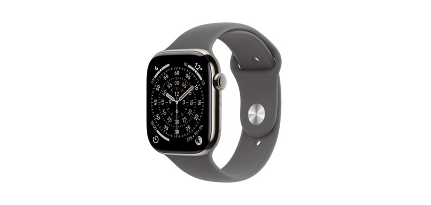 Apple watch Apple Watch Series 11 GPS + Cellular 42mm Boitier en Titane Naturel avec Bracelett Sport Gris Minéral - S/M