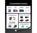 Chargeur et câble d'alimentation PC Belkin à gaine tressée USB-C vers USB-C 240W, longueur 1m, blanc