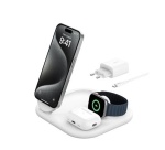 Chargeur pour téléphone mobile Belkin Socle de recharge 3-en-1 aimanté (Qi2) et pliable, 15W, blanc