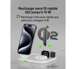 Chargeur pour téléphone mobile Belkin Socle de recharge 3-en-1 aimanté (Qi2) et pliable, 15W, blanc