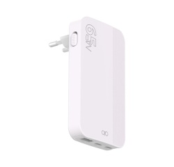 Chargeur pour téléphone mobile Force Power CS 65W USB A+C+C PD GaN Pliable Recyclé Blanc
