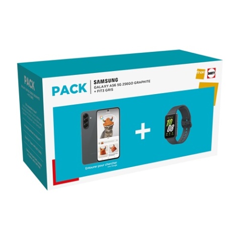 Smartphone Samsung Pack Galaxy A56 6,7" 5G Nano SIM 256 Go Graphite + Fit3 Gris