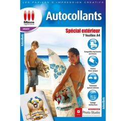 Papier d'impression Micro Appli Pack de 7 feuilles autocollants A4 Spécial Extérieur Blanc