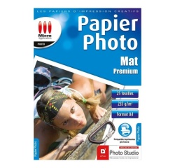 Papier d'impression Micro Appli Pack de 25 feuilles papiers photo A4 Mat Premium Blanc