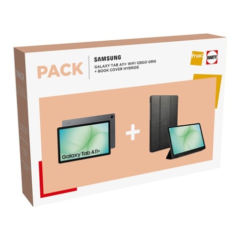 Tablette tactile Samsung Pack Galaxy Tab A11+ 11" 128 Go Gris + Book Cover Hybride