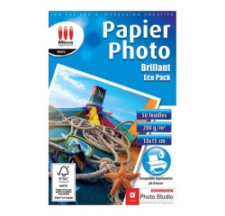 Papier d'impression Micro Appli Photo Brillant 10x15 - 200 g/m² - 50 feuilles