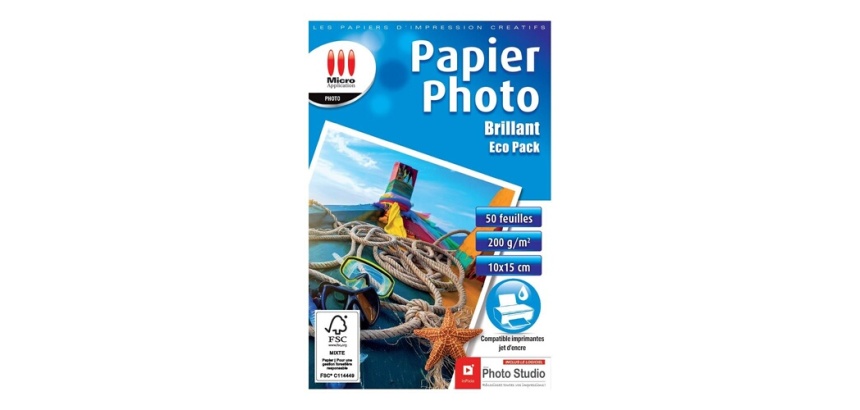 Papier d'impression Micro Appli Photo Brillant 10x15 - 200 g/m² - 50 feuilles