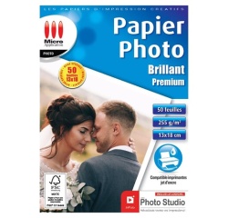 Papier d'impression Micro Appli Photo Brillant 13x18 - Premium - 255 g/m² - 50 feuilles