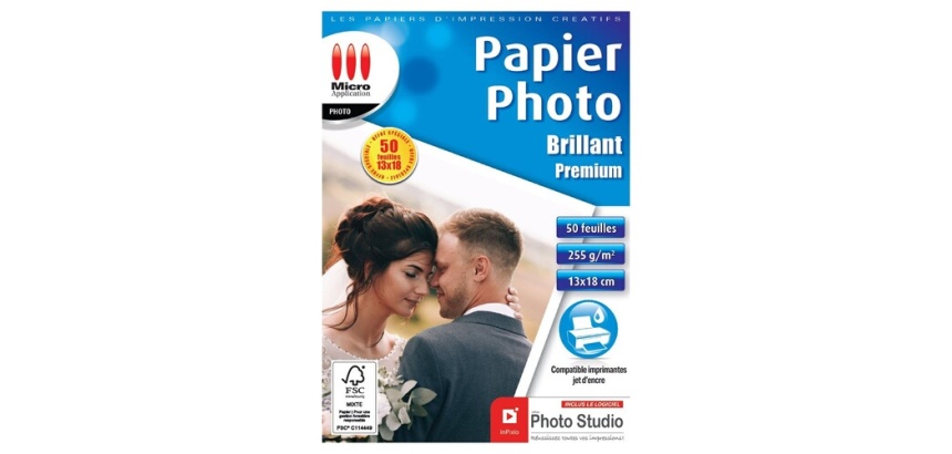 Papier d'impression Micro Appli Photo Brillant 13x18 - Premium - 255 g/m² - 50 feuilles