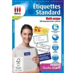 Papier d'impression Micro Appli Lot de 600 étiquettes standard Multi-usage 2,96 x 6,05 cm Blanc