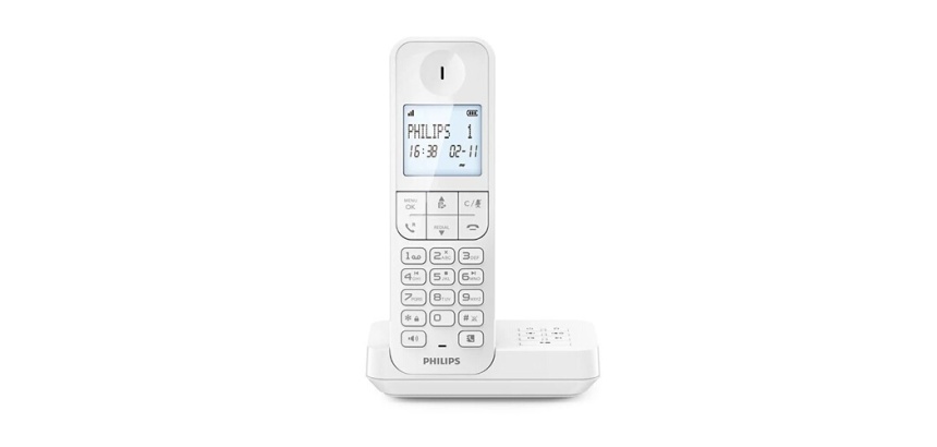 Téléphone sans fil Philips fixe avec répondeur D2751W Solo Blanc